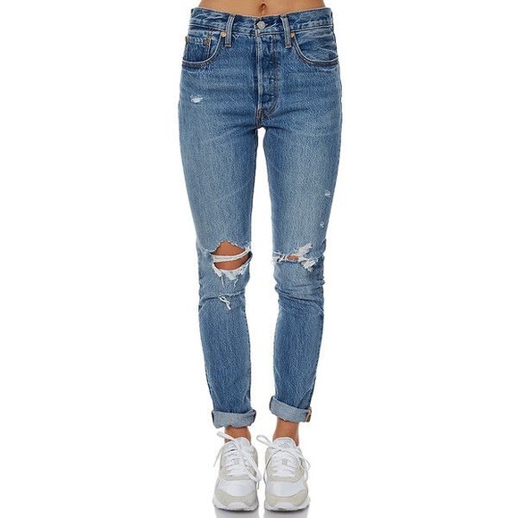 levi's 501 distressed skinny jeans